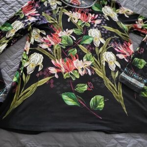 Johnny Was Multicolor Floral Long Sleeve Top